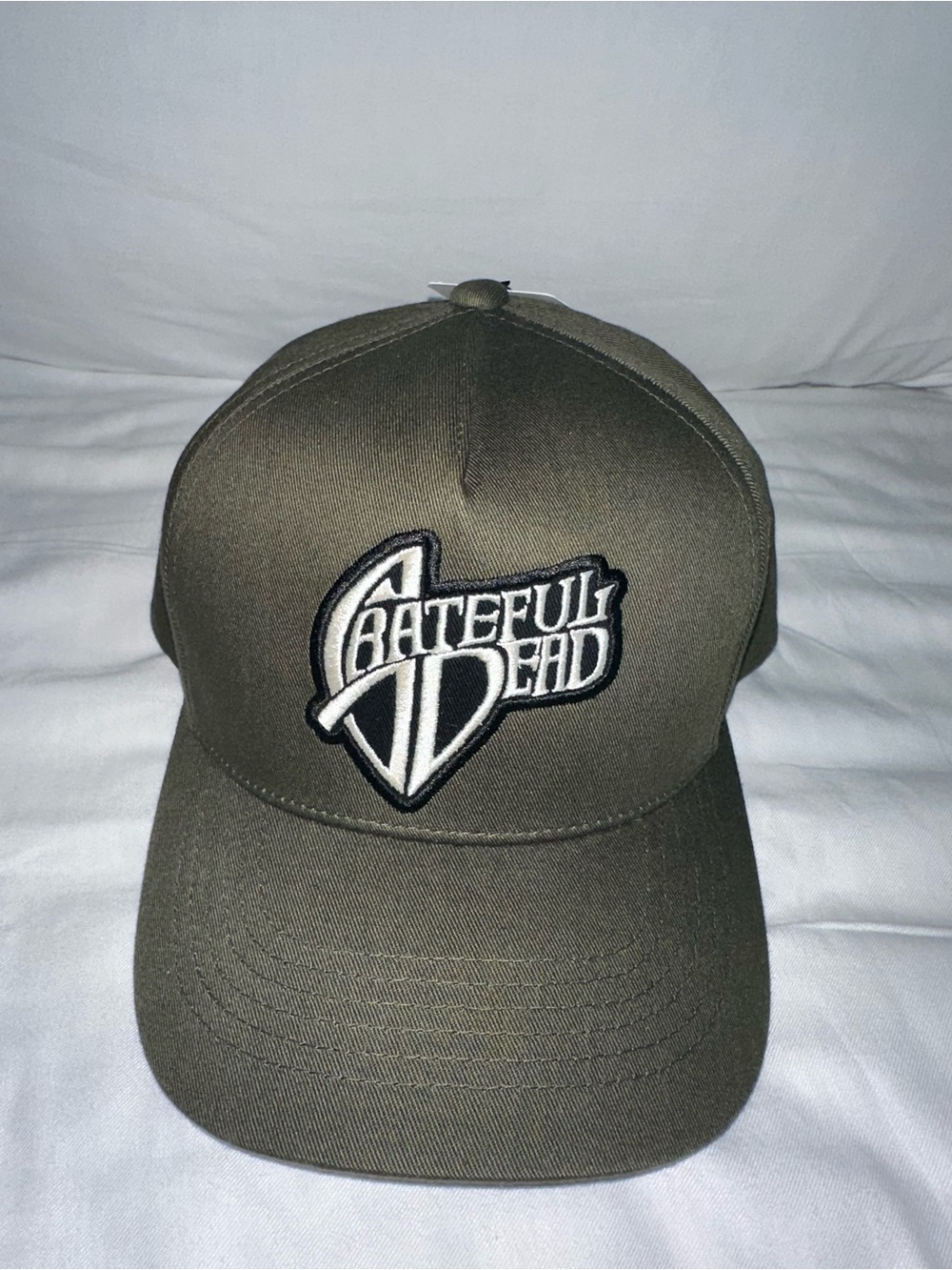 Grateful Dead Lucky Brand Hat Cap Strap Back Mens One Size Green Twill Logo NWT